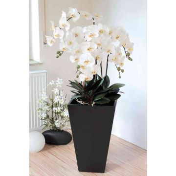 Orchidée Phalaenopsis artificielle WILHELMINA, pot en bois, blanc, 150cm