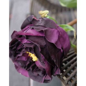 Rose-chou artificielle TAYNARA, violet foncé, 50cm, Ø9cm