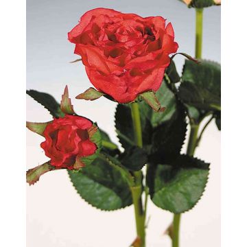 Rose en tissu QUEENIE, rouge, 30cm, Ø3-5cm