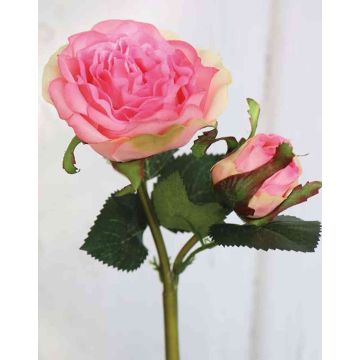 Rose en tissu QUEENIE, rose, 30cm, Ø3-5cm