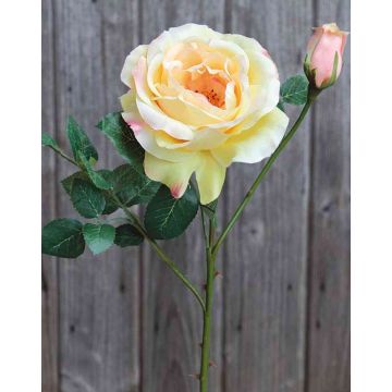 Rose artificielle KAMILA, jaune, 40cm, Ø13cm