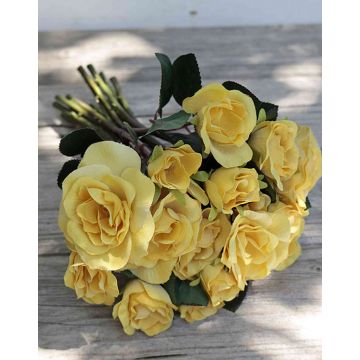Bouquet de roses en tissu GENTIANA, jaune, 30cm, Ø20cm