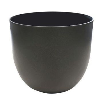 Pot à plantes rond ANOUCK en plastique recyclé, anthracite, 32,5cm, Ø39cm