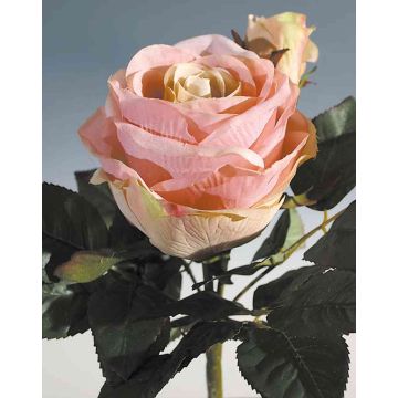 Rose artificielle VIVIANE sur piquet, rose-crème, 23cm, Ø4-10cm
