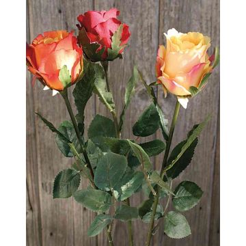 Fleur en tissu Rose WALINTINA, rouge, 45cm, Ø6cm