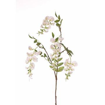 Branche de glycine en tissu SOULA avec fleurs, blanc, 80cm