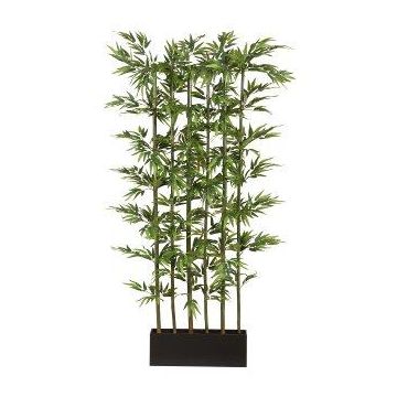 Séparation de pièce en bambou flèche artificiel KAWAI dans un bac en bois, troncs naturels, 115x50x195cm