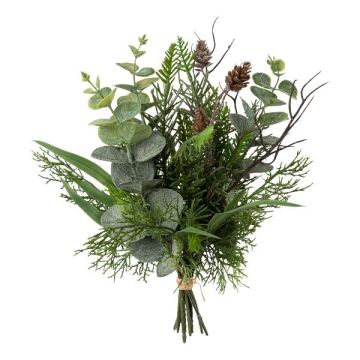 Botte d'eucalyptus et de cyprès artificielle MURLA avec des pommes de pin, vert, 30cm Botte d'eucalyptus et de cyprès artificielle MURLA avec des pommes de pin, vert, 30cm