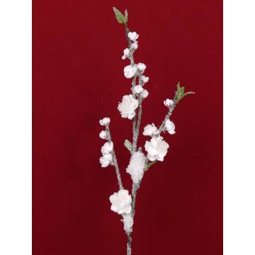 Fausse branche de fleurs de pêcher NANTA, neige, blanc, 80cm
