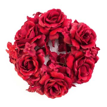 Anneau de bougie en tissu INGA, rose, hortensia, rouge, Ø15cm