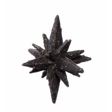 Étoile de Noël BANDY, 3D avec paillettes, noir, Ø7,5cm