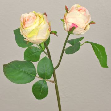 Fleur artificielle Rose RENATUS, crème-rose, 45cm