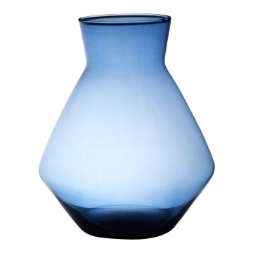Vase en verre RAMUNDA, recyclé, bleu-transparent, 30cm, Ø25cm