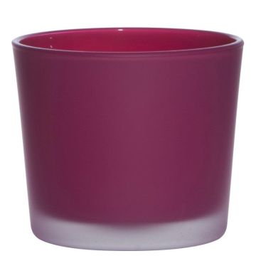 Bougeoir en verre ALENA FROST, magenta mat, 9cm, Ø10cm