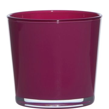 Pot de fleurs en verre ALENA, magenta, 11cm, Ø11,5cm