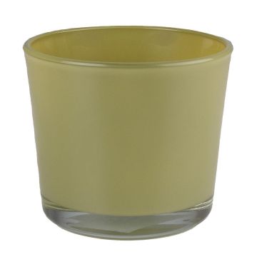 Pot de fleurs en verre ALENA, jaune olive, 19cm, Ø19cm
