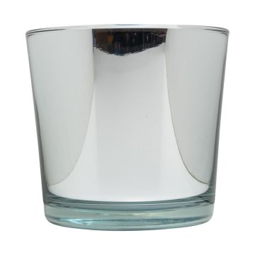 Pot à plantes en verre ALENA SHINY, argent brillant, 16cm, Ø17cm