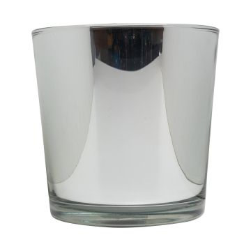 Pot à plantes en verre ALENA SHINY, argent brillant, 19cm, Ø19cm