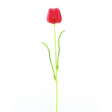 Tulipe en plastique ISHITA, aspect verre, 12 pièces, rouge, 60cm