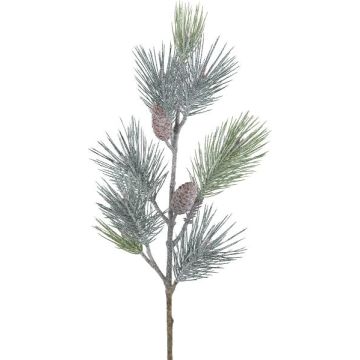 Branche artificielle Pin parasol SNOLER avec des paillettes, pommes de pin, givré, vert, 100cm Branche artificielle Pin parasol SNOLER avec des paillettes, pommes de pin, givré, vert, 100cm