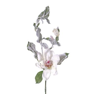 Magnolia en soie OVJA, enneigé, blanc, 80cm, Ø10cm
