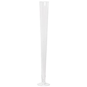 Grand vase à poser au sol étroit WANJA, verre, pied, transparent, 40cm, Ø11cm