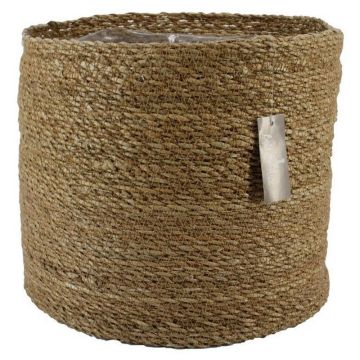 Corbeille à fleurs AMPARO, zostère, beige, 30cm, Ø32cm