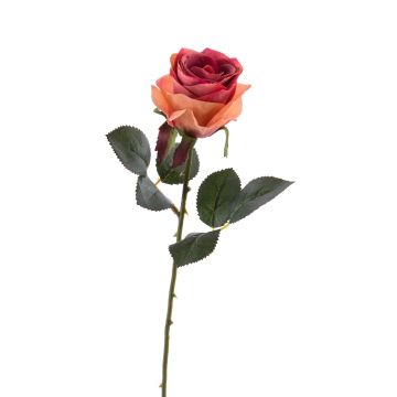 Rose en soie SIMONY, saumon-rose, 45cm, Ø8cm