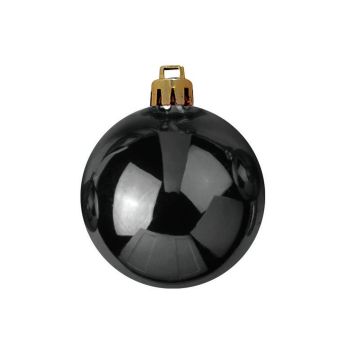 Boule de sapin de Noël TEODORA, 6 pièces, noir brillant, Ø7cm