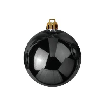 Boule de sapin de Noël TEODORA, 4 pièces, noir brillant, Ø10cm