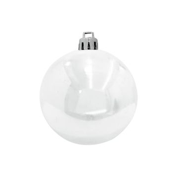 Boule de sapin de Noël TEODORA, 4 pièces, blanc brillant, Ø10cm