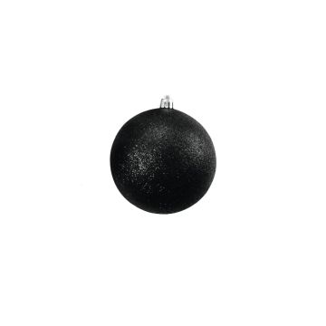 Boule de sapin de Noël ABELIA, 4 pièces, scintillant, noir, Ø10cm