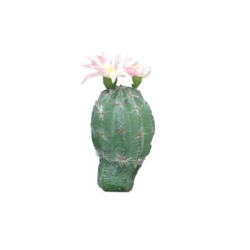 Cactus colonnaire artificiel FENFANG avec fleurs, piquet, rose, 16cm
