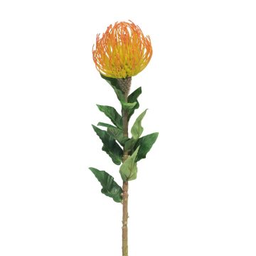 Fleur artificielle Leucospermum Protea XIFANG, orange-jaune, 75cm