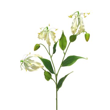 Fleur de gloriosa artificielle sur tige XIANGTING, crème, 85cm