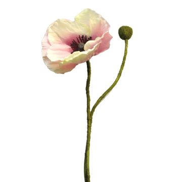 Fleur artificielle coquelicot YILAN, rose-blanc, 60cm