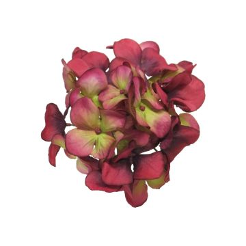 Fleur décorative Hortensia FUHUA, rouge-vert, 25cm