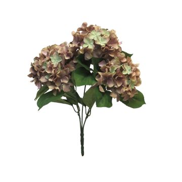Fleur artificielle Hortensia LINJIA sur piquet, brun-vert, 45cm