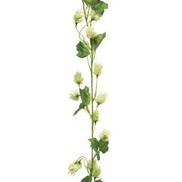 Guirlande de houblon artificielle MUYOU avec fleurs, crème, 180cm