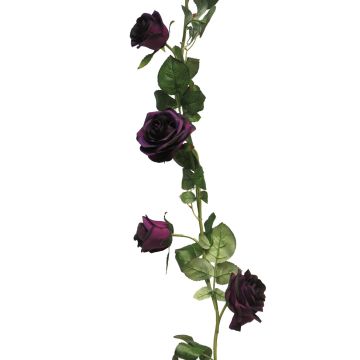 Guirlande de roses artificielles KAILIN, violet foncé, 145cm