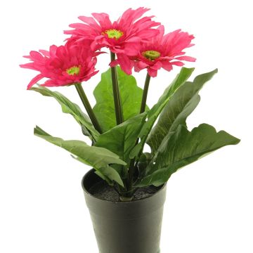 Fleur artificielle Gerbera XIAOOU en pot décoratif, fuchsia, 25cm