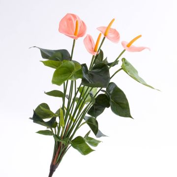 Bouquet d’Anthurium artificiel LORIE sur piquet, rose, 55cm, 6x8cm