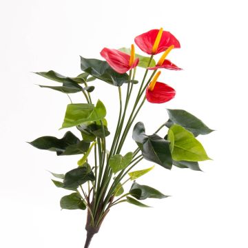 Bouquet d’Anthurium artificiel LORIE sur piquet, rouge, 55cm, 6x8cm