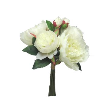 Bouquet artificiel de pivoines LINYUAN, crème, 35cm
