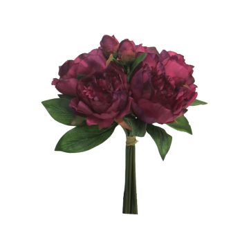 Bouquet artificiel de pivoines LINYUAN, violet foncé, 35cm
