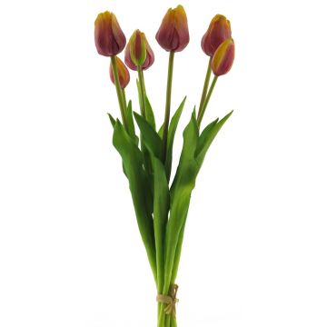 Bouquet de tulipes artificielles LONA, violet-jaune, 45cm, Ø15cm
