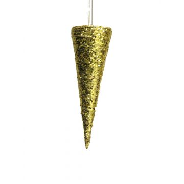 Pendentif de décoration de Noël en pointe SHUFAN, paillettes, doré, 20cm