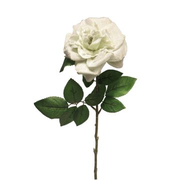 Rose en velours YUFAN, crème, 60cm