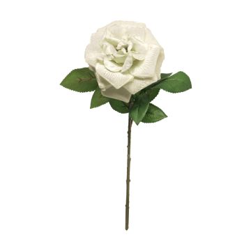 Rose en velours YUFAN, crème, 45cm
