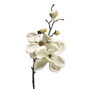 Magnolia en velours YUNFAN, crème, 45cm